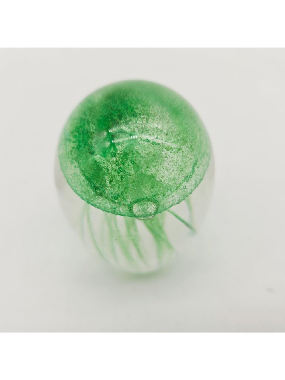 Hand-Blown Glass Jellyfish Paperweight Figurine UV Reactive Green Oval Design - Picture 3 of 9